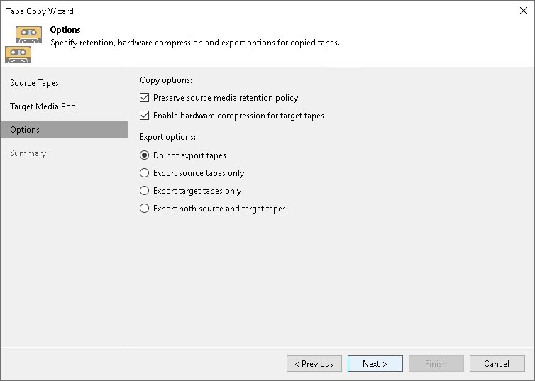 Step 4. Specify Tape Copy Options