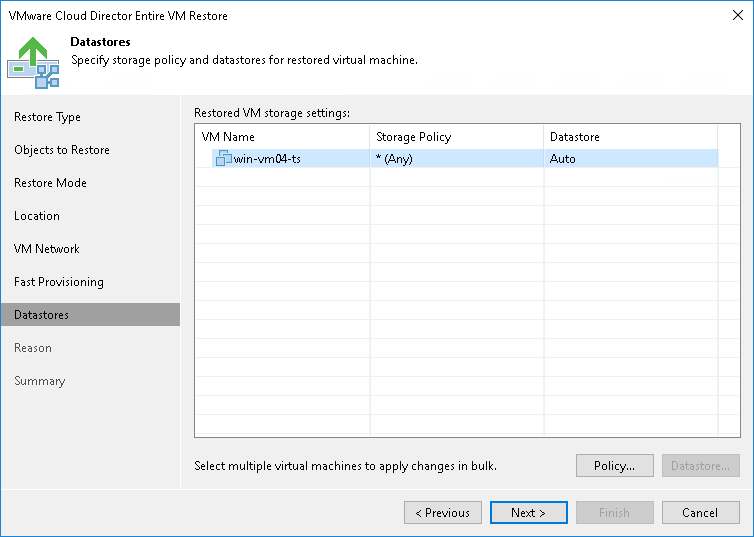 Step 8. Select Storage Policy and Datastores