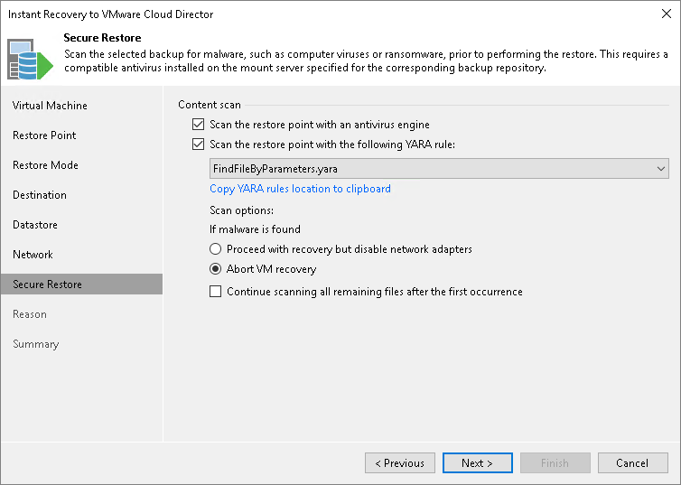 Step 7. Specify Secure Restore Settings