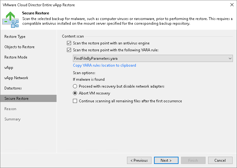 Step 9. Specify Secure Restore Settings