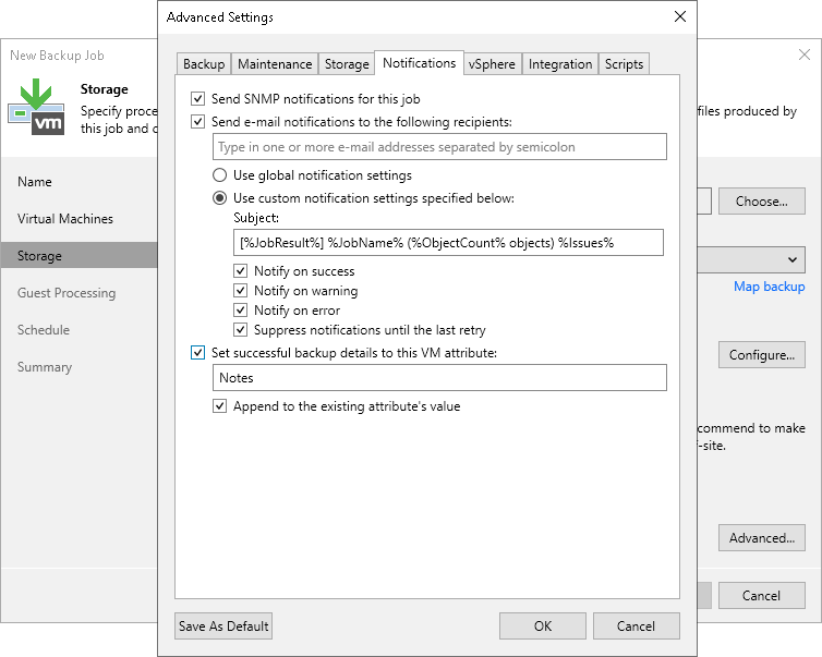 Configuring SNMP Settings for Jobs