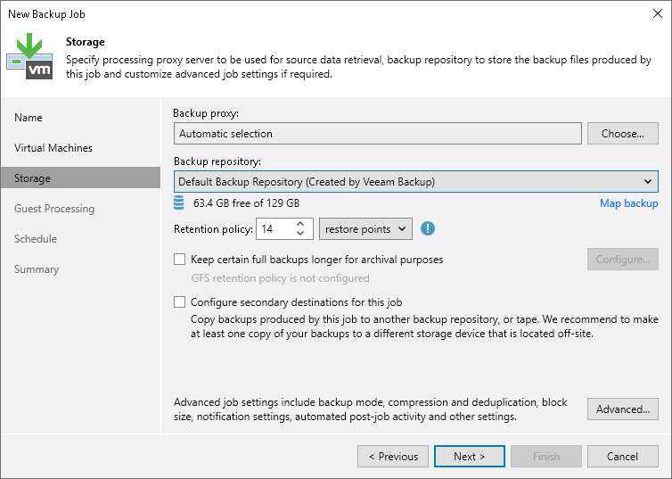 Step 6. Specify Backup Storage Settings