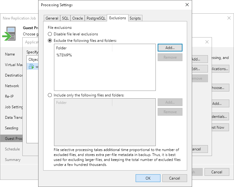 VM Guest OS File Exclusion Settings