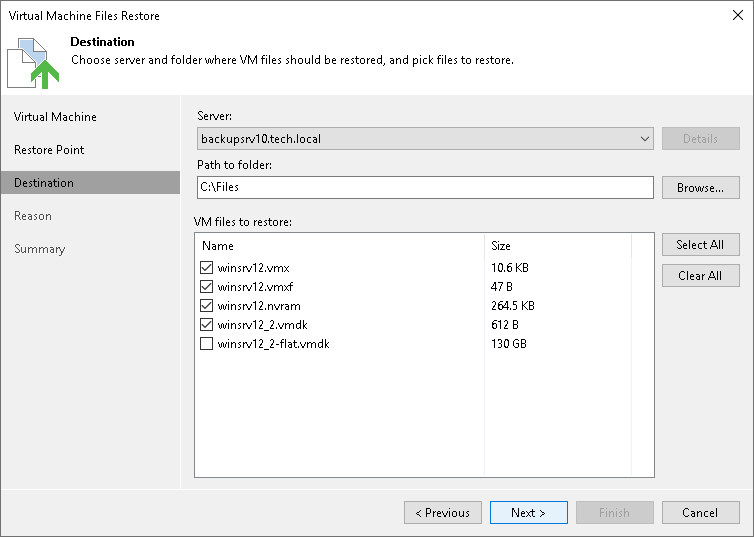 Step 4. Select VM Files and Destination