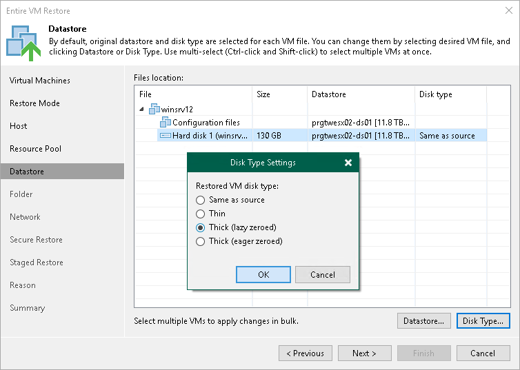 Step 7. Select Target Datastore and Disk Type