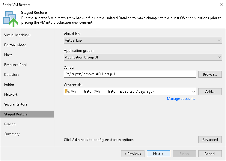 Step 11. Specify Staged Restore Settings