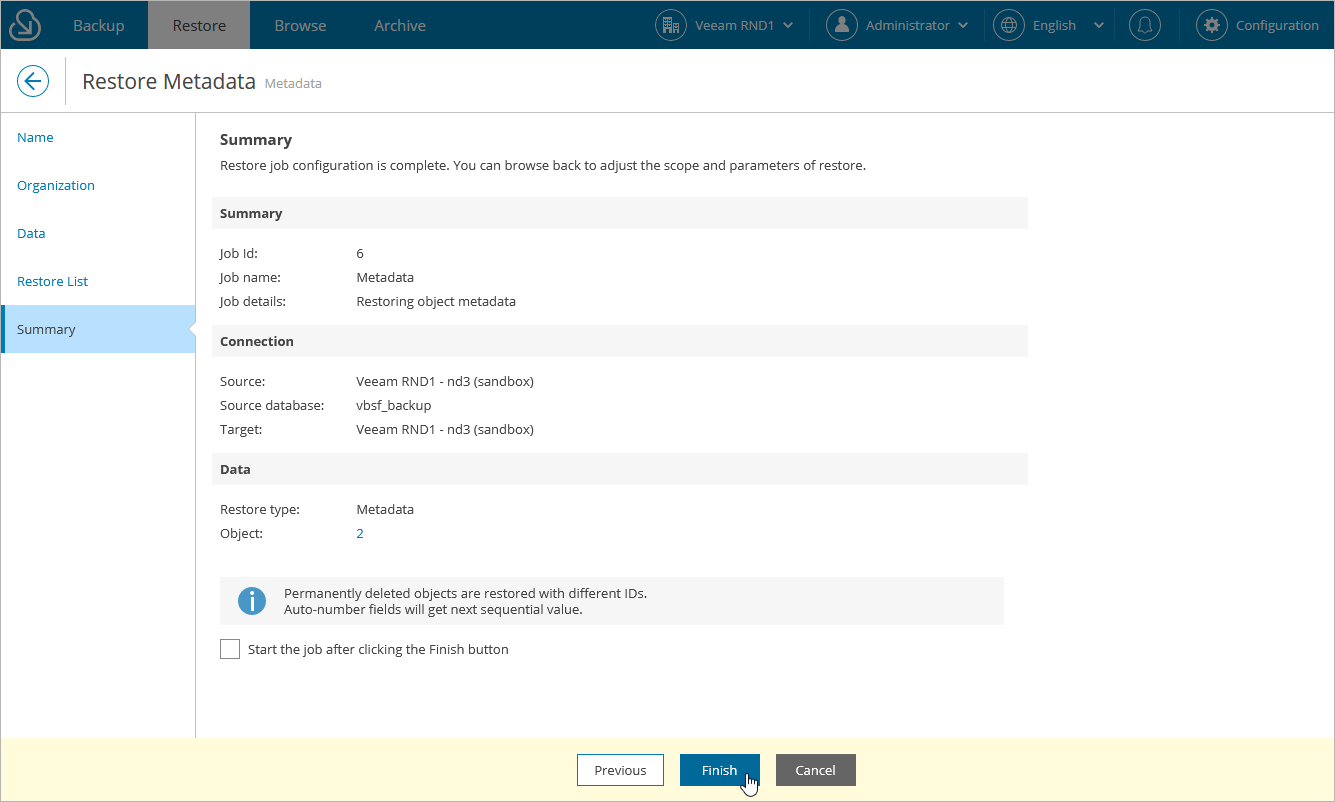 Step 6. Finish Working with Wizard - Veeam Backup for Salesforce User Guide