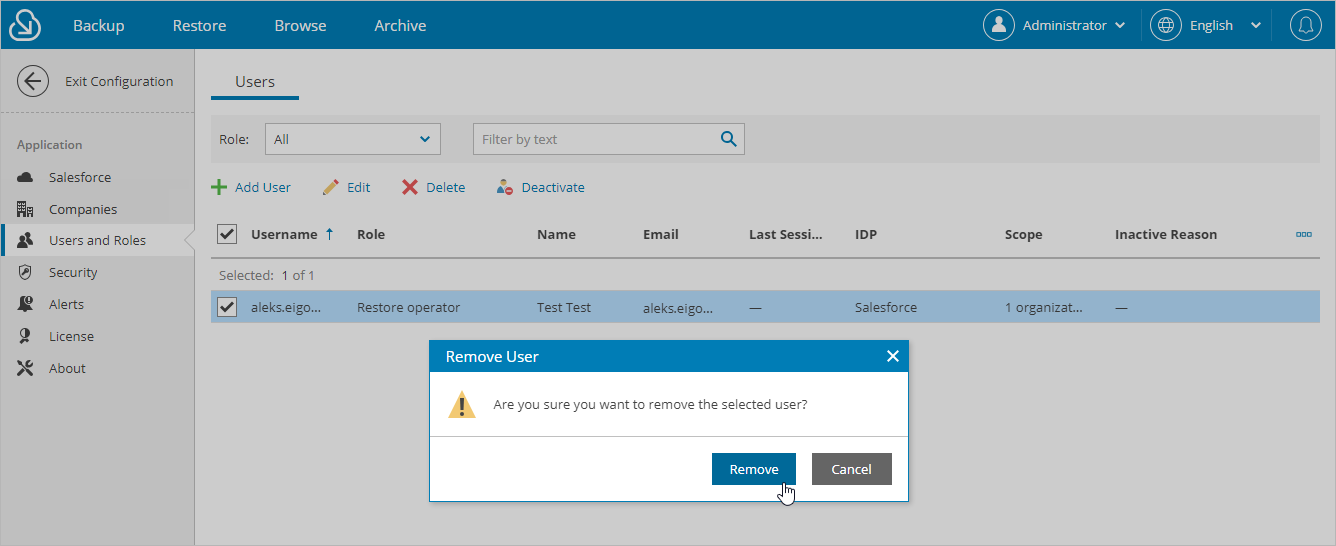 Removing Users Veeam Backup For Salesforce User Guide 