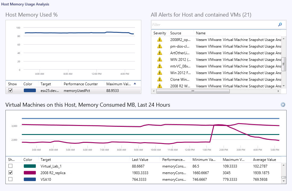 Host Memory Usage Analysis Dashboard