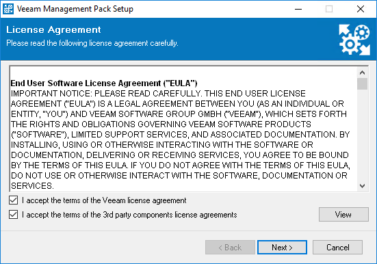 Veeam MP Installation License Agreement