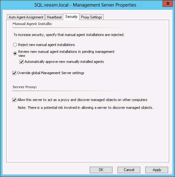 Configure Proxy Settings for Management Server