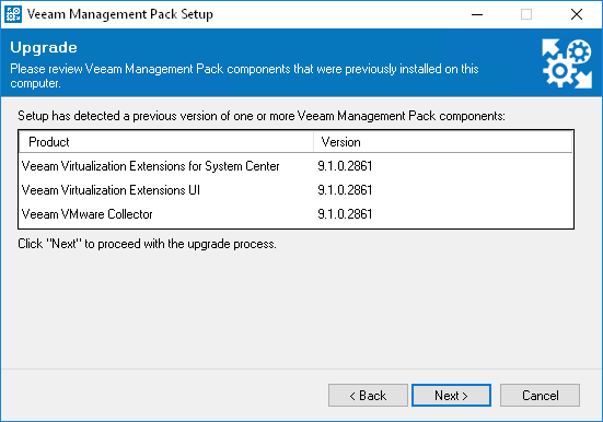 Installed Veeam MP Components