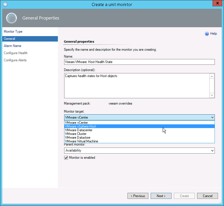 Configure General Properties for the Unit Monitor