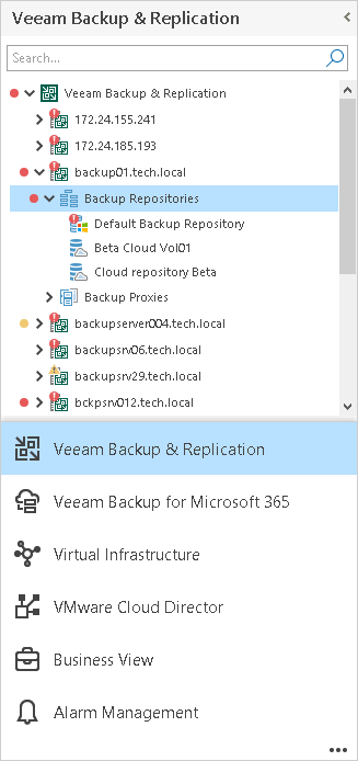 Veeam Backup & Replication View