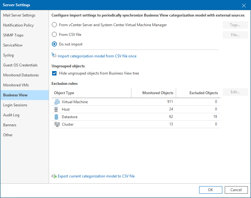 Configuring Business View Settings