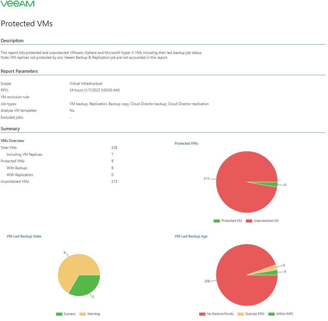Protected VMs Report Preview