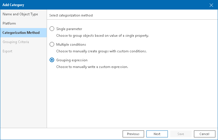 Configuring Categorization Using Grouping Expressions