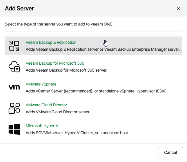 Choose Server Type