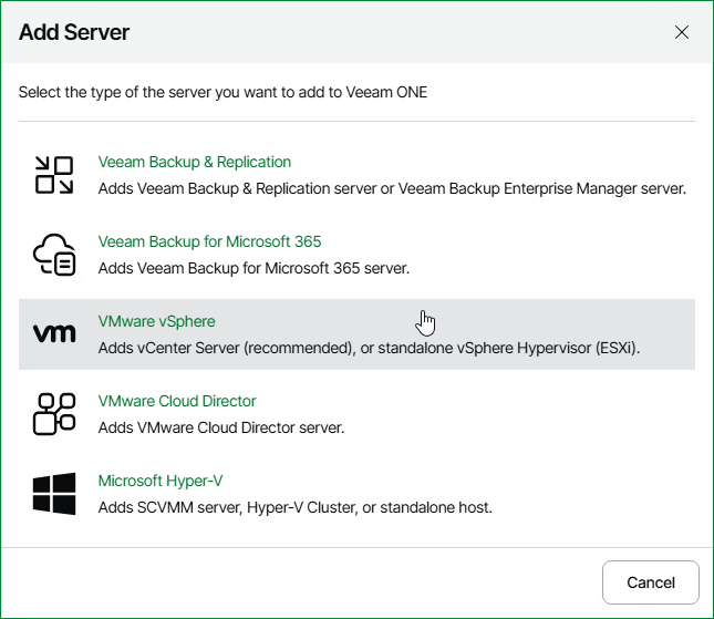 Choose Server Type