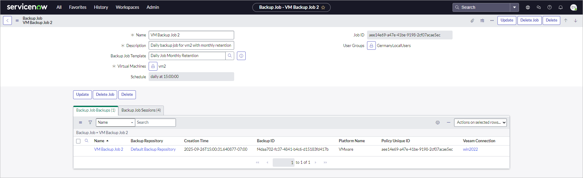 Updating VM Backup Jobs