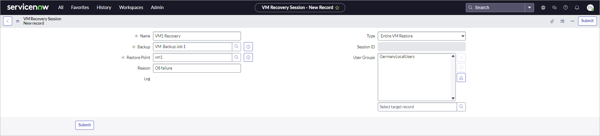 Performing VM Recovery