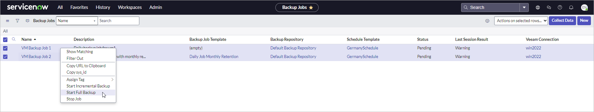 Running VM Backup Jobs