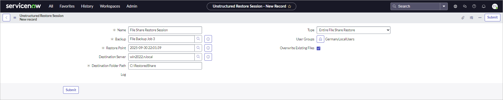 Performing Unstructured Data Recovery