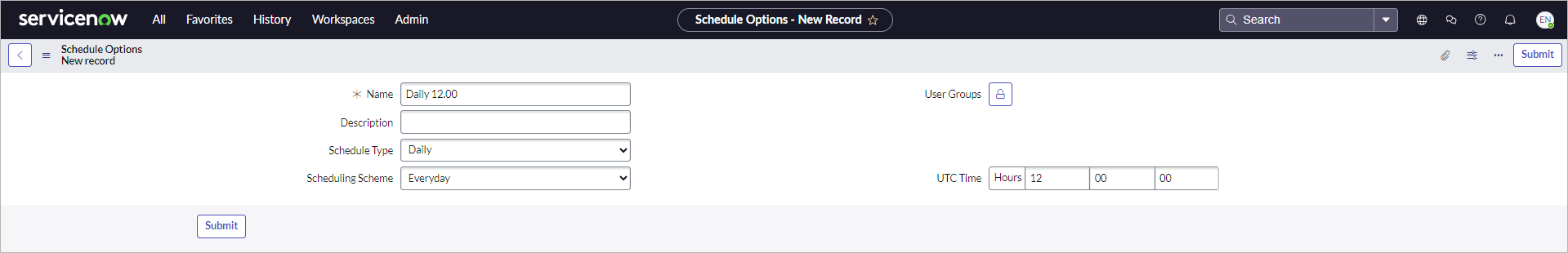 Configuring Schedule Templates