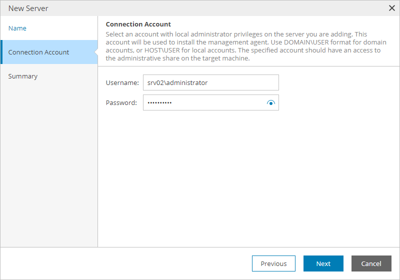 Specify Connection Account Credentials