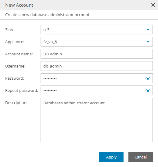 Adding Databases Accounts