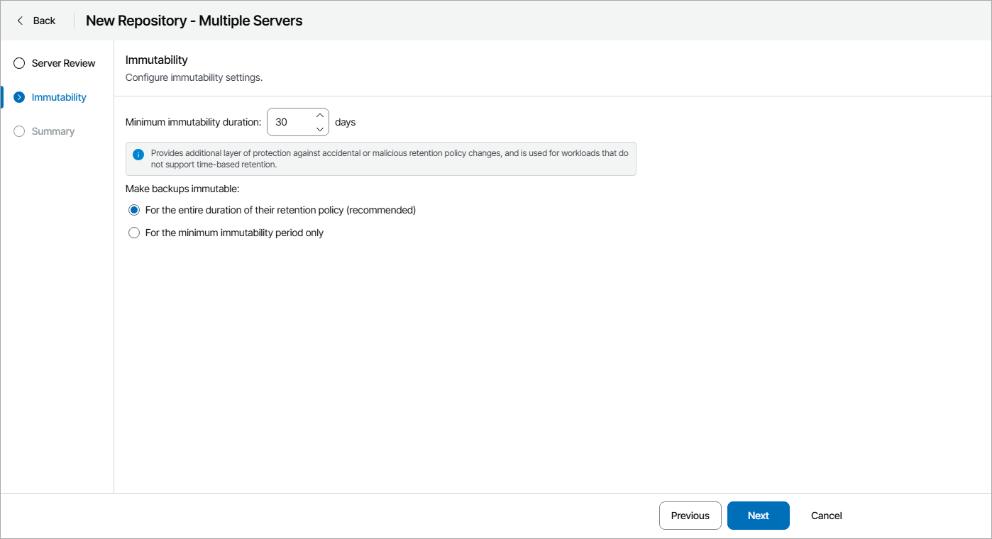 Configure Immutability