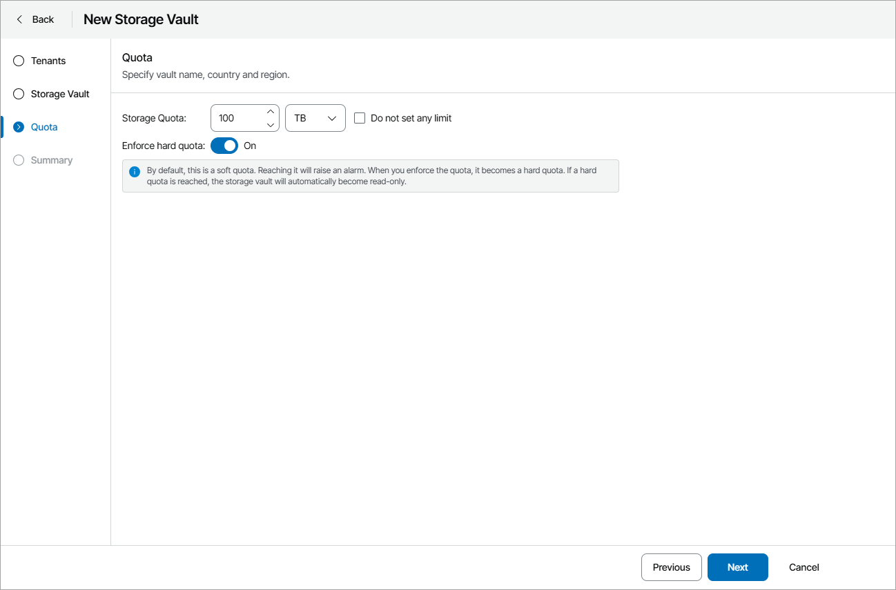 Specify Storage Quota