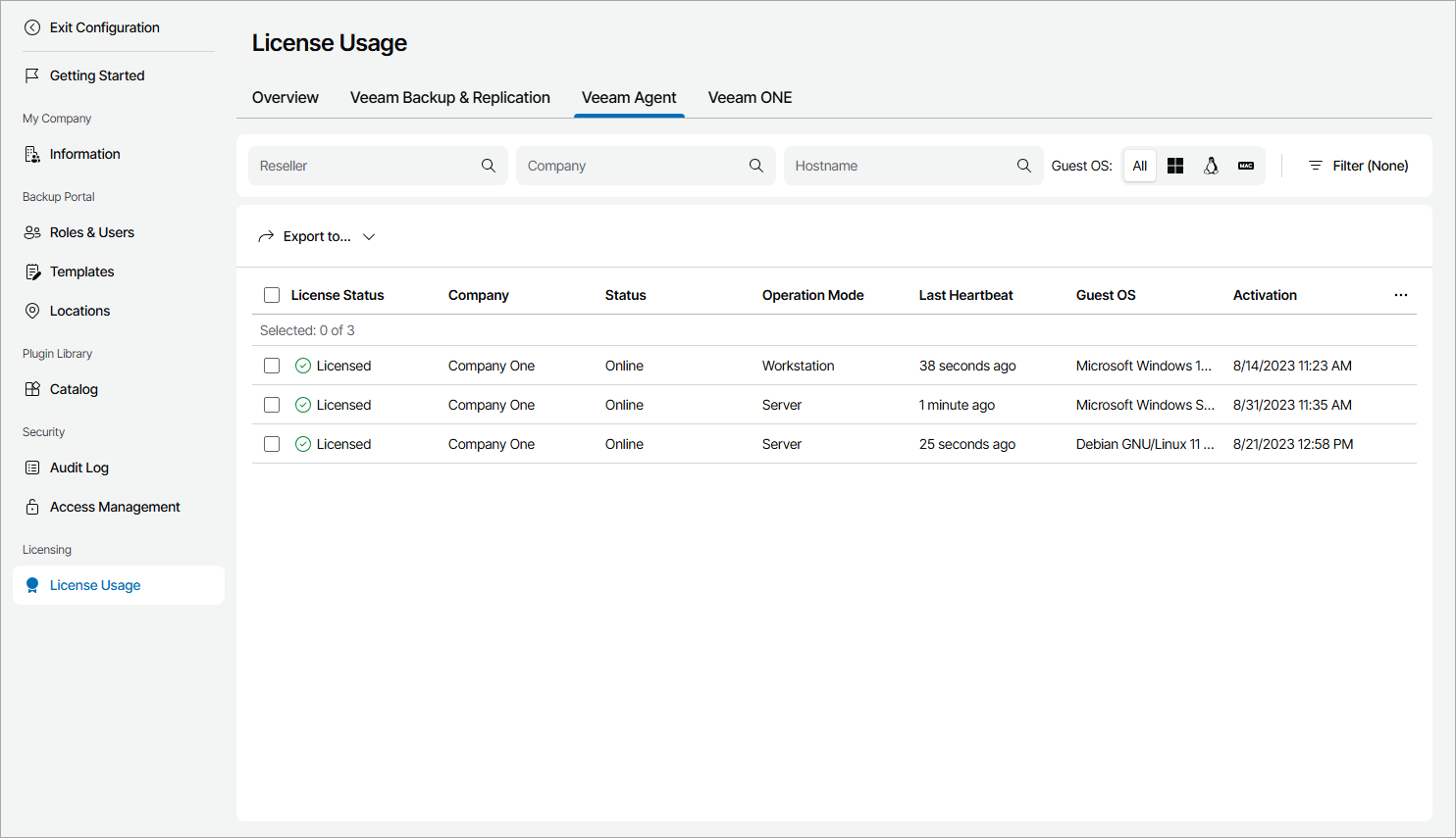 View Agents License Usage Information