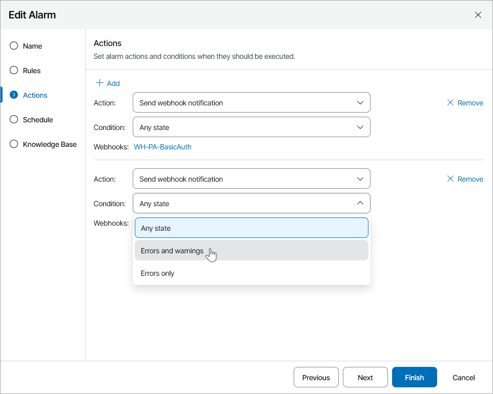 Customize Alarm Response Actions