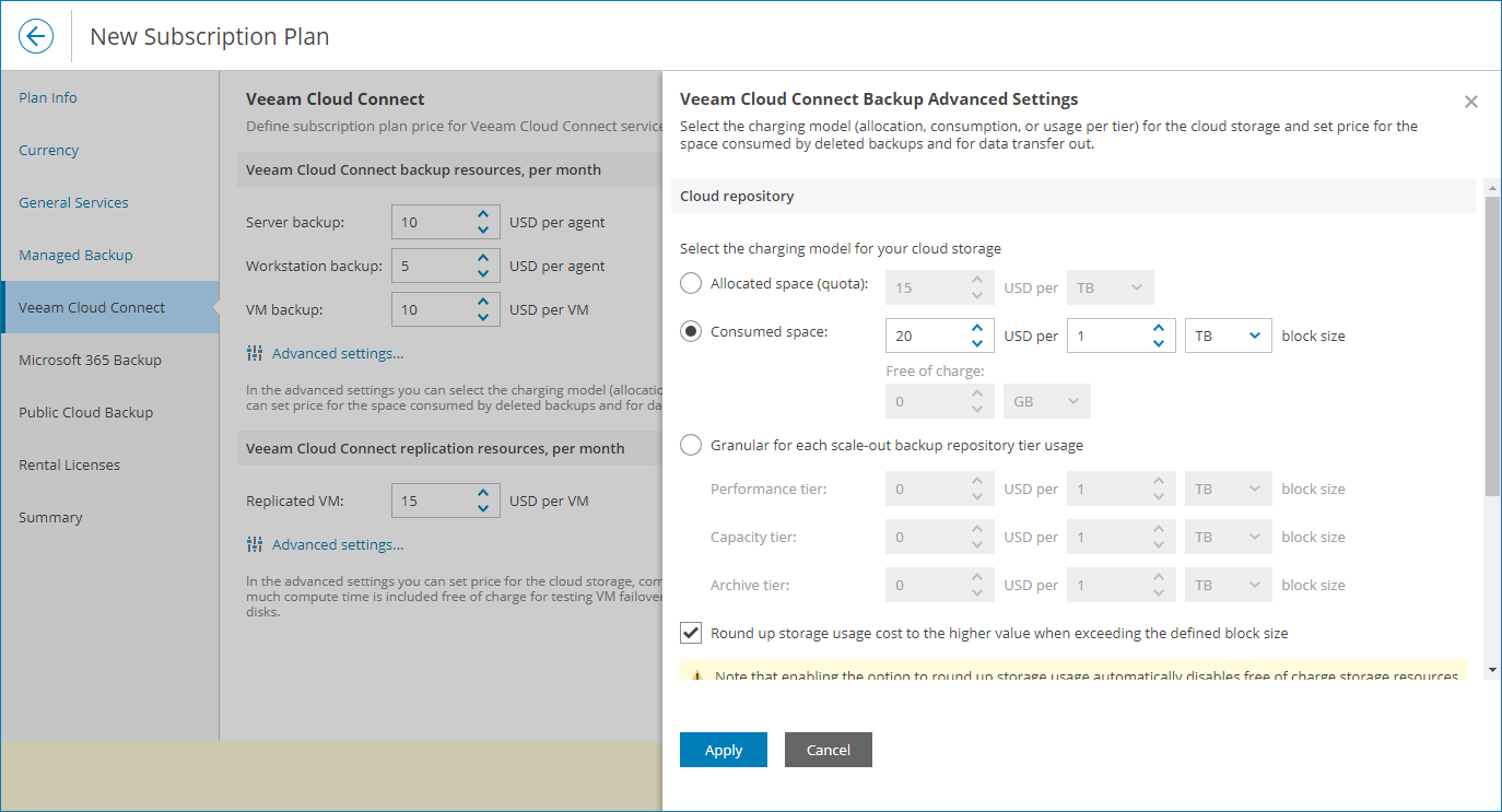 Step 6. Specify Rates for Cloud Backup Services