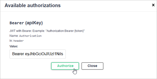 Available Authorizations Window