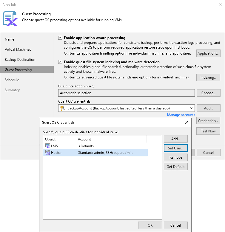 Step 5d. Manage VM Guest OS Crendetials