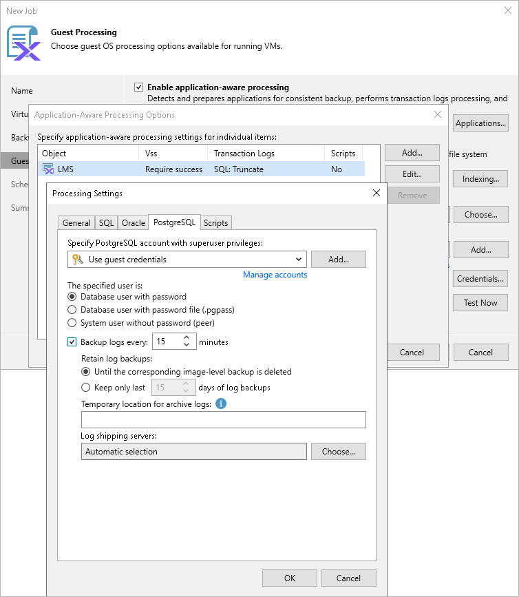 PostgreSQL WAL Files Settings