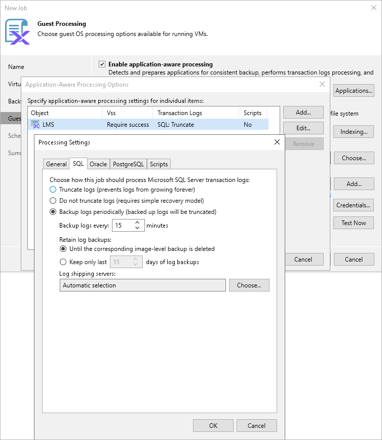 Microsoft SQL Server Transaction Log Settings