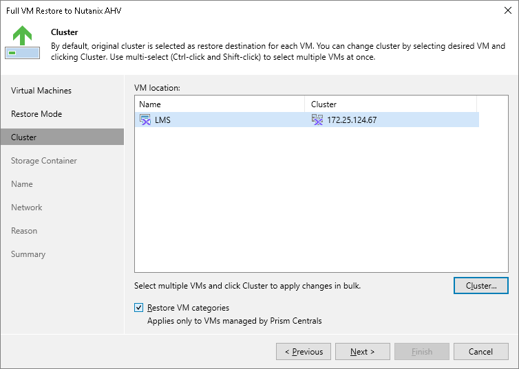 Step 4. Specify Target Cluster