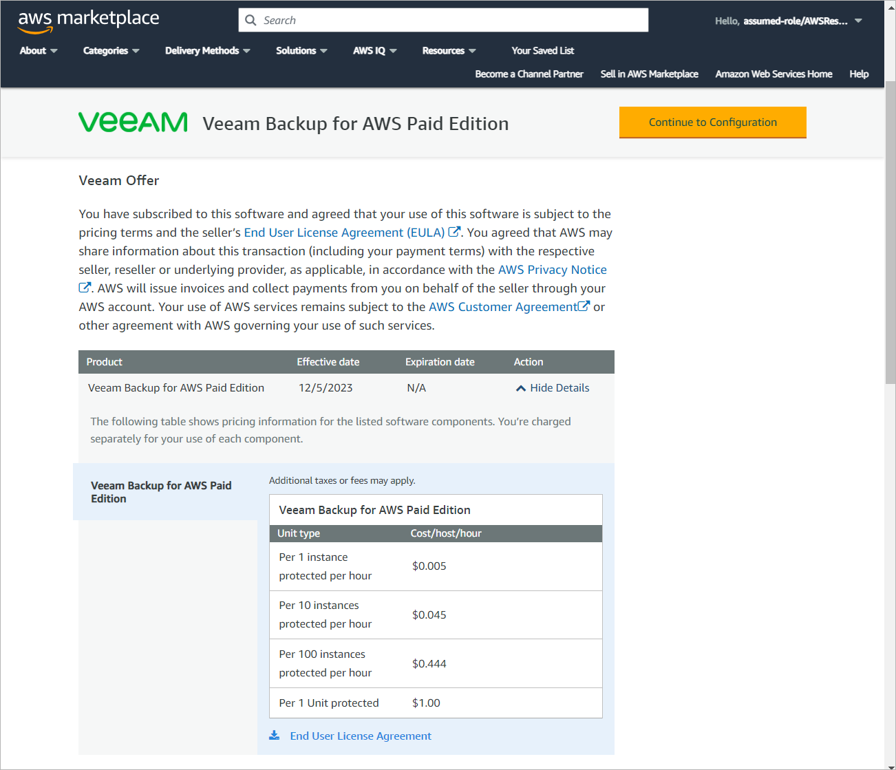 Installing Veeam Backup for AWS from AWS Marketplace