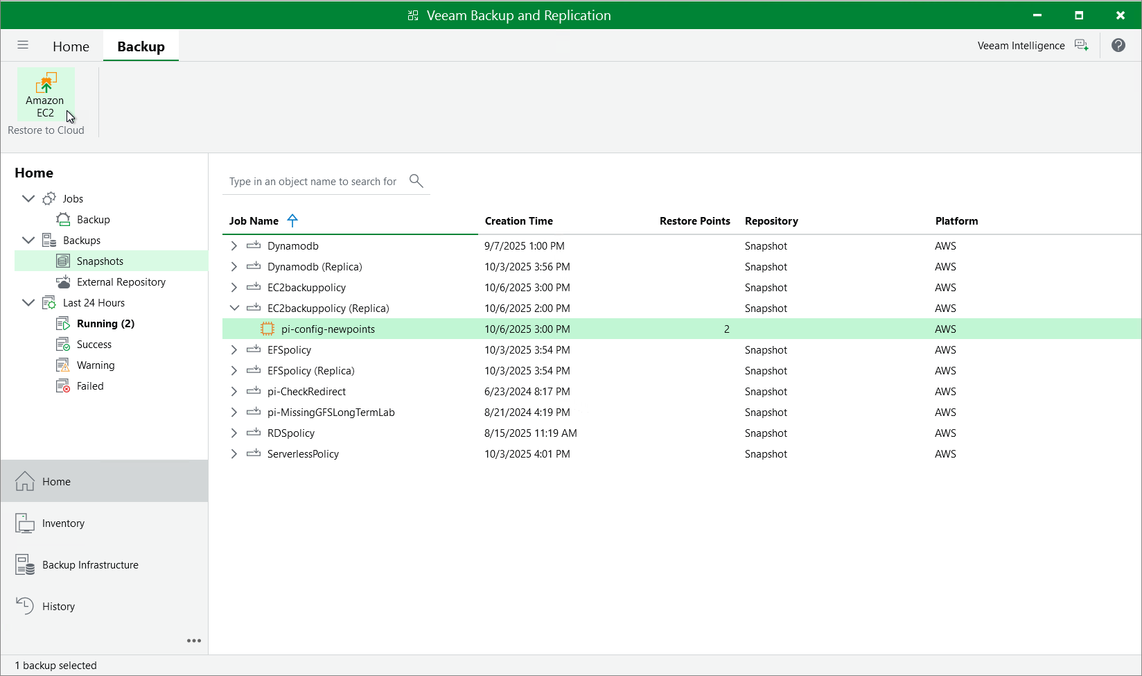 Restore to Amazon EC2