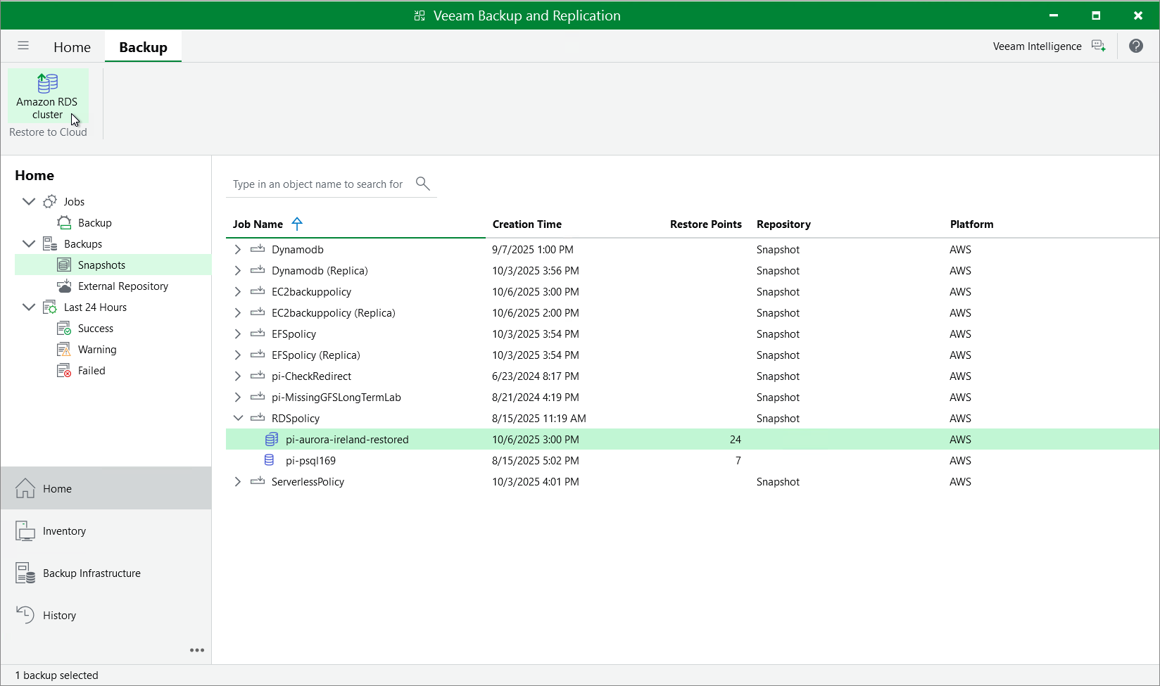 Restore to Amazon RDS