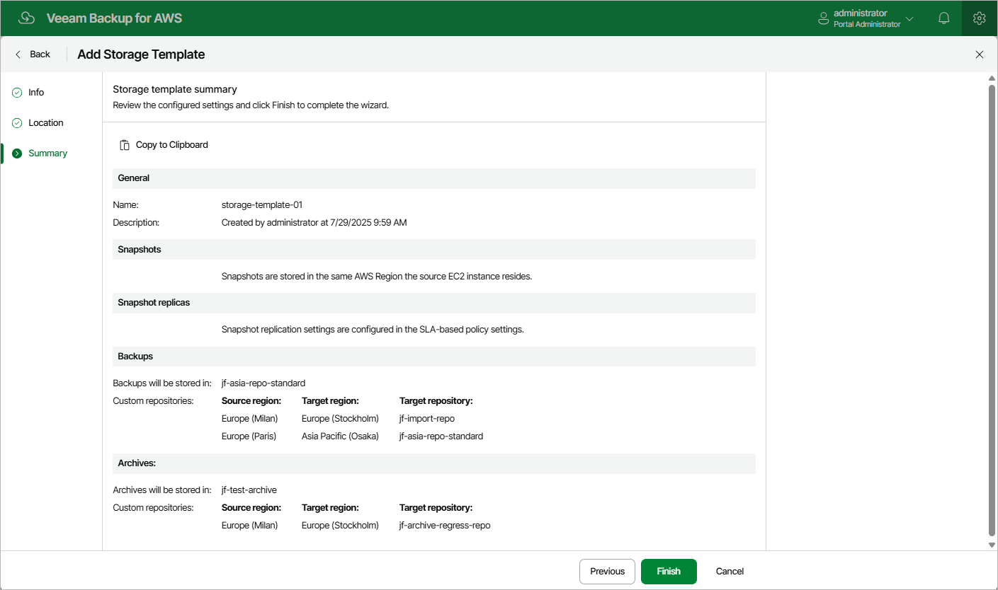 Adding Storage Template