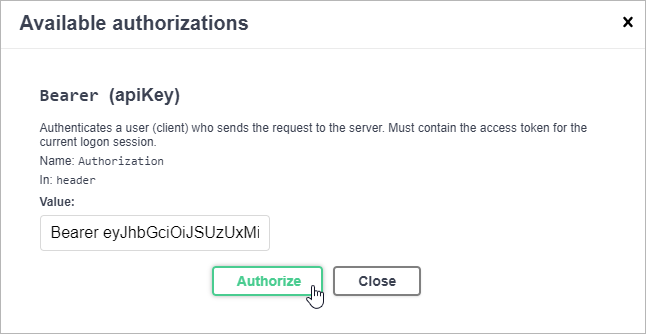 Available Authorizations Window