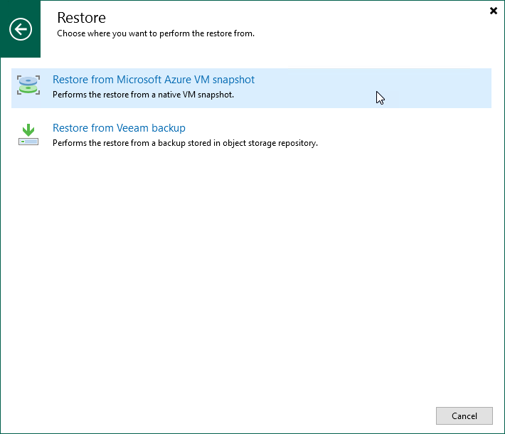 Restore to Microsoft Azure - Launch
