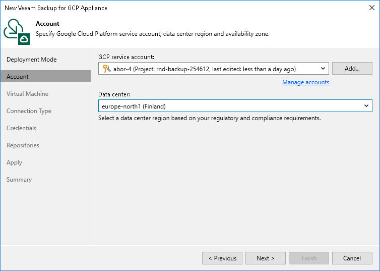 Step 3. Specify Service Account Settings