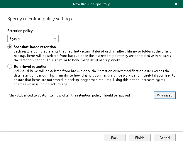Configuring Retention Policy Settings
