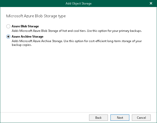 Step 4. Select Microsoft Azure Blob Storage Type