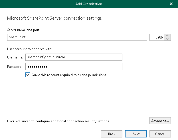 Adding Microsoft On-premises SharePoint Organization